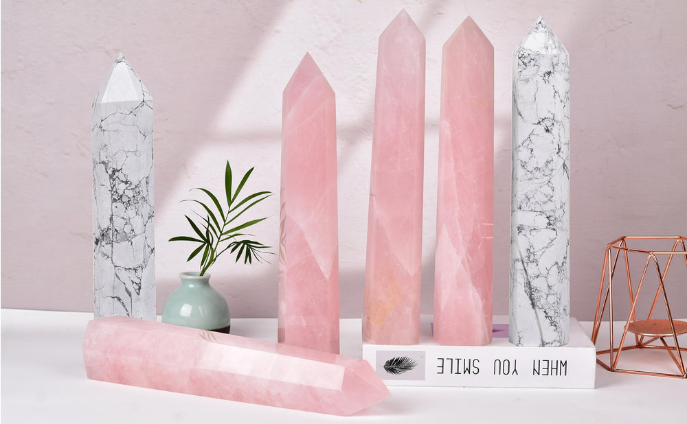 AMOYSTONE rose quartz obelisk wand makes a thoughtful crystal gift