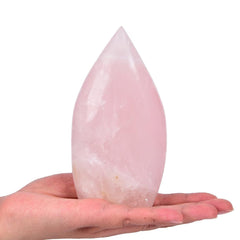 AMOYSTONE Rose Quartz tower displaying natural patterns for chakra work