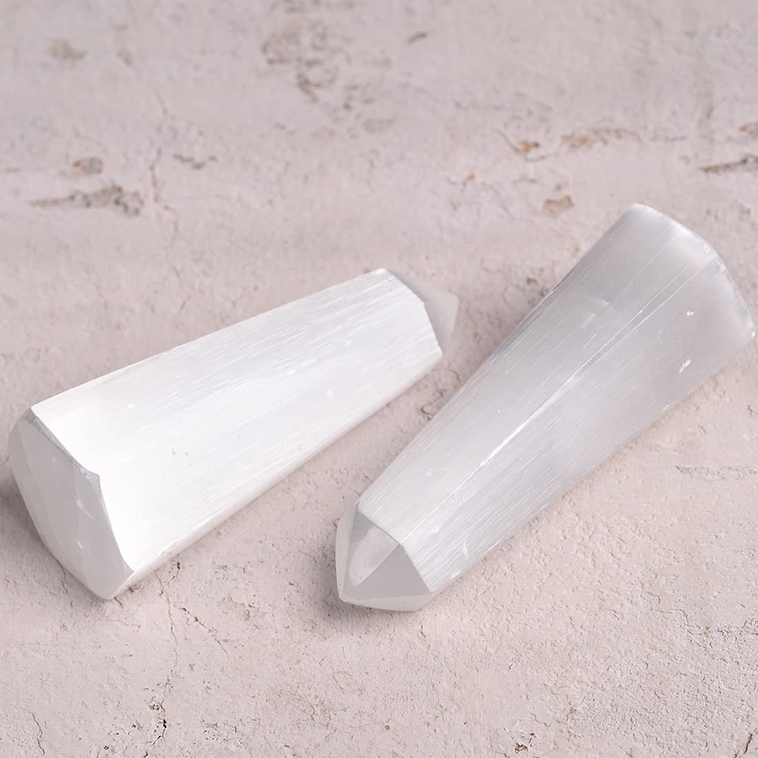 AMOYSTONE Hand-carved selenite hexagonal column centerpiece