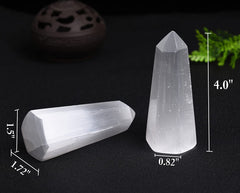 AMOYSTONE Selenite column glowing softly to enhance ambiance