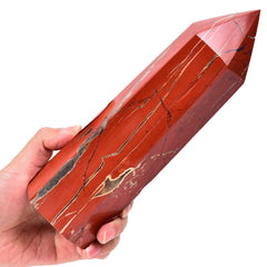 AMOYSTONE six-faceted crystal wand promotes chakra balance and spiritual focus.