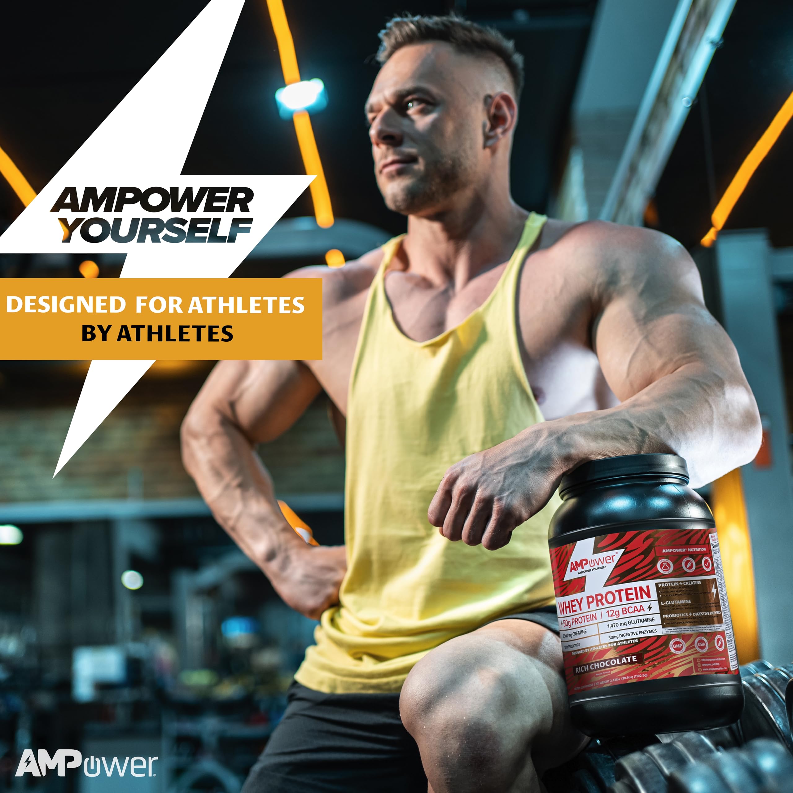 AMPOWER Chocolate Whey Protein disperses smoothly in water or milk.