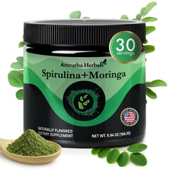 Amrutha Herbals spirulina and moringa powder jar for daily energy