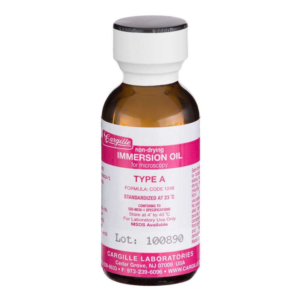 AmScope Type A immersion oil bottle pour for smooth high-magnification application.
