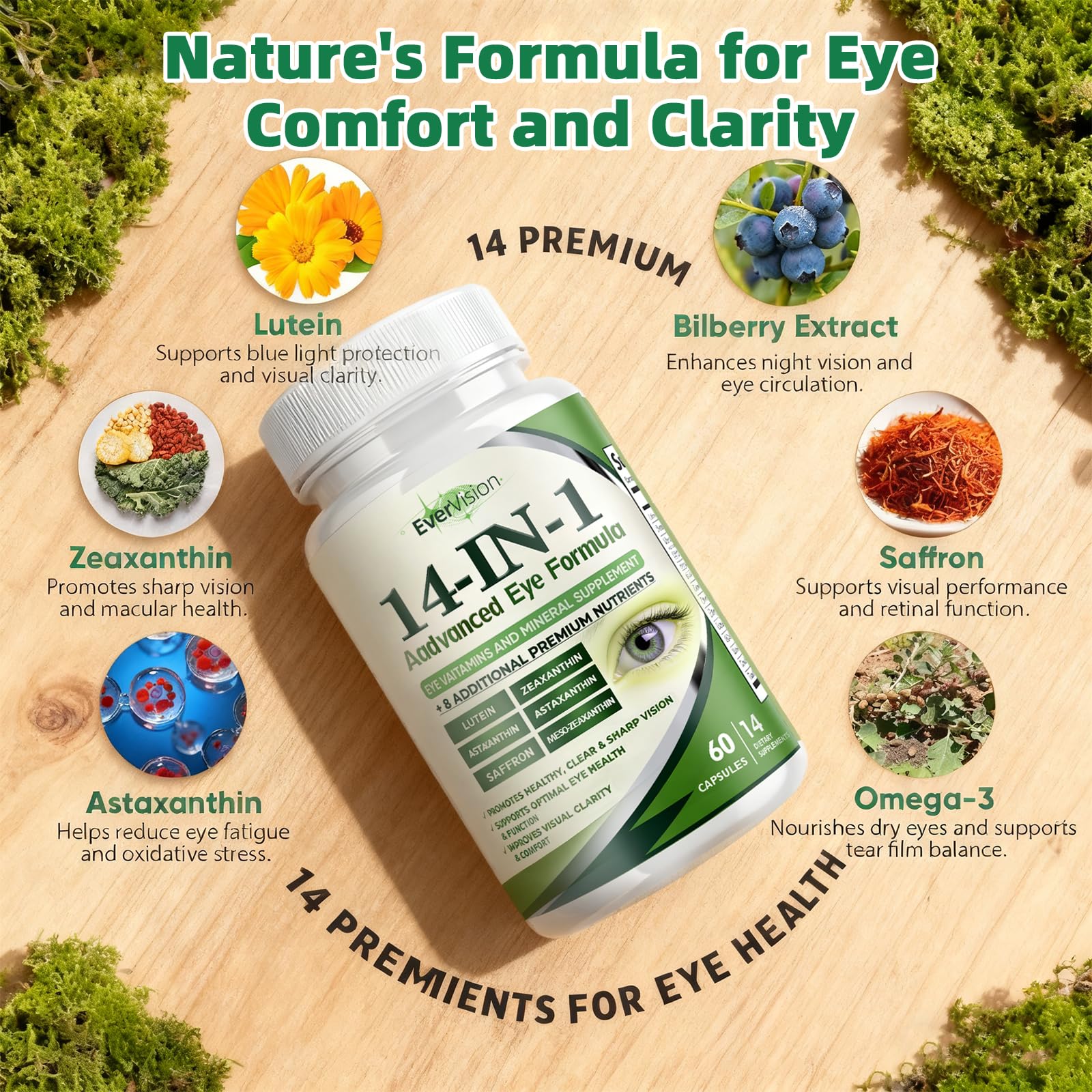 AMUA Evervision softgel capsules close-up highlighting easy-to-swallow design