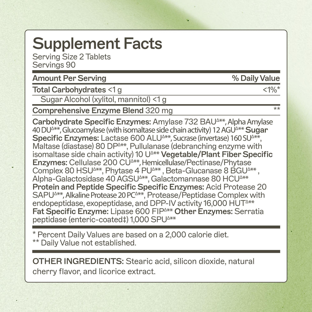 Close-up of Amy Myers MD Digestive Enzymes Chewable tablets for gentle GI relief