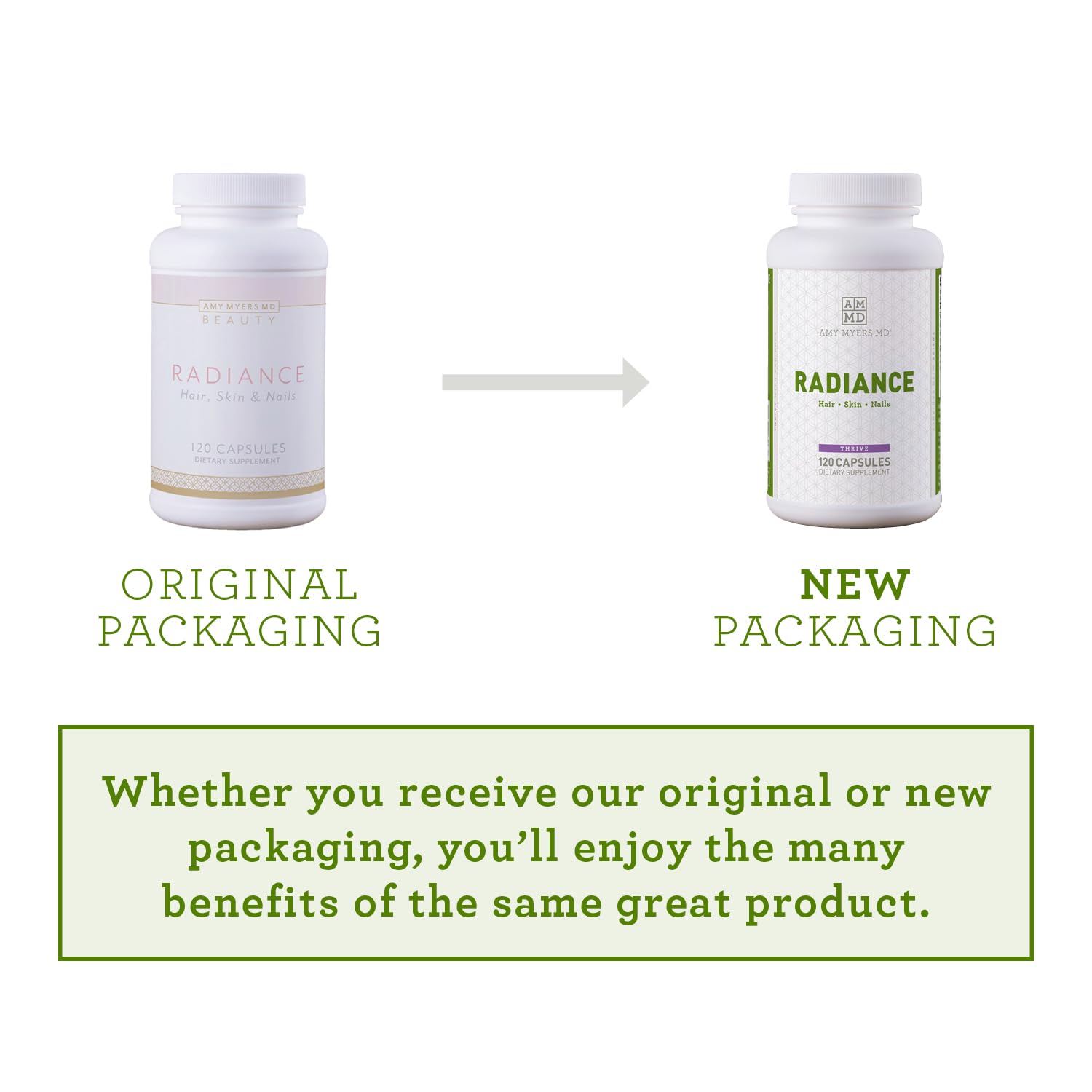 Amy Myers MD Hair Skin and Nails ingredients label close-up highlights L-Proline and hyaluronic acid.