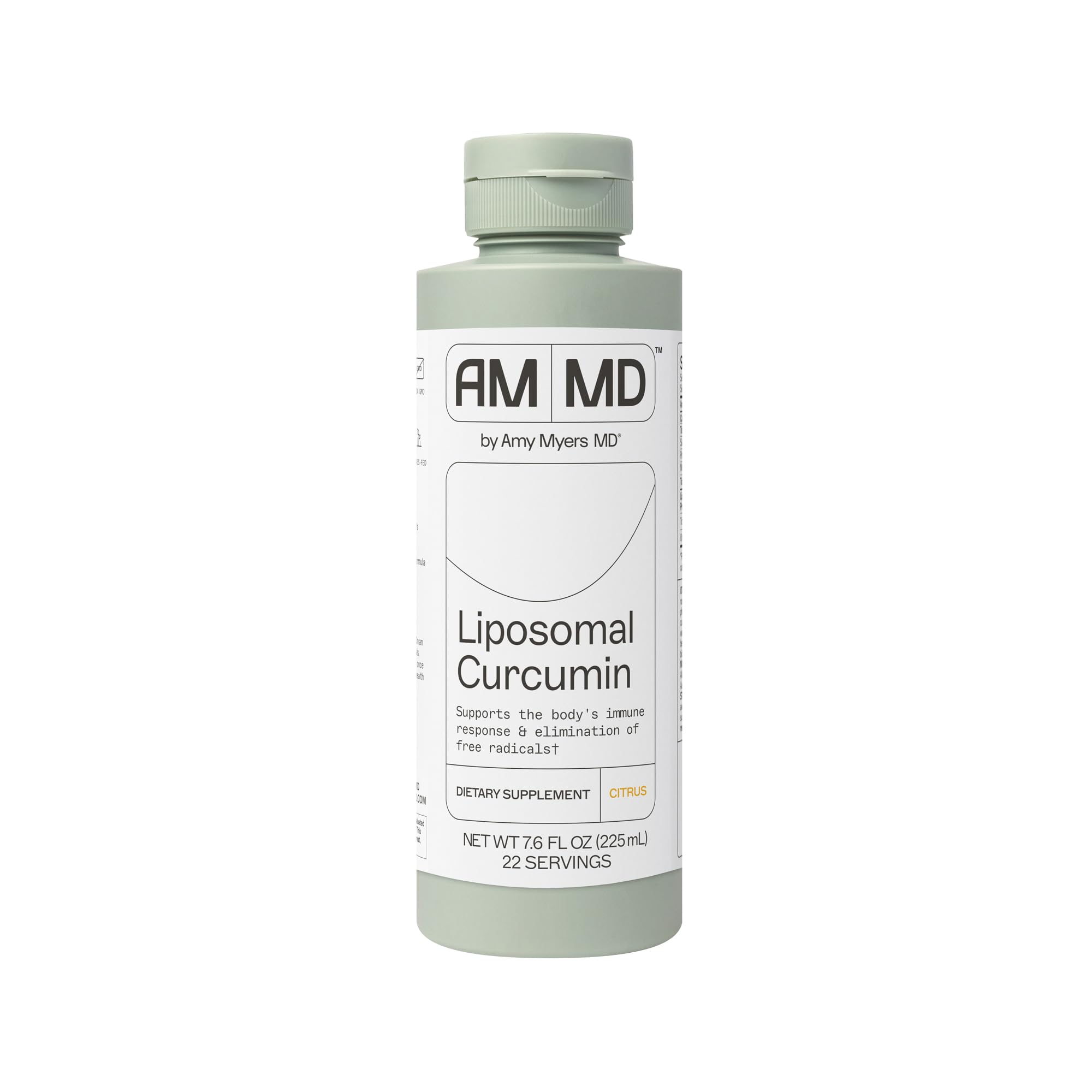 Amy Myers MD Liposomal Curcumin bottle close-up highlighting immune and digestive support