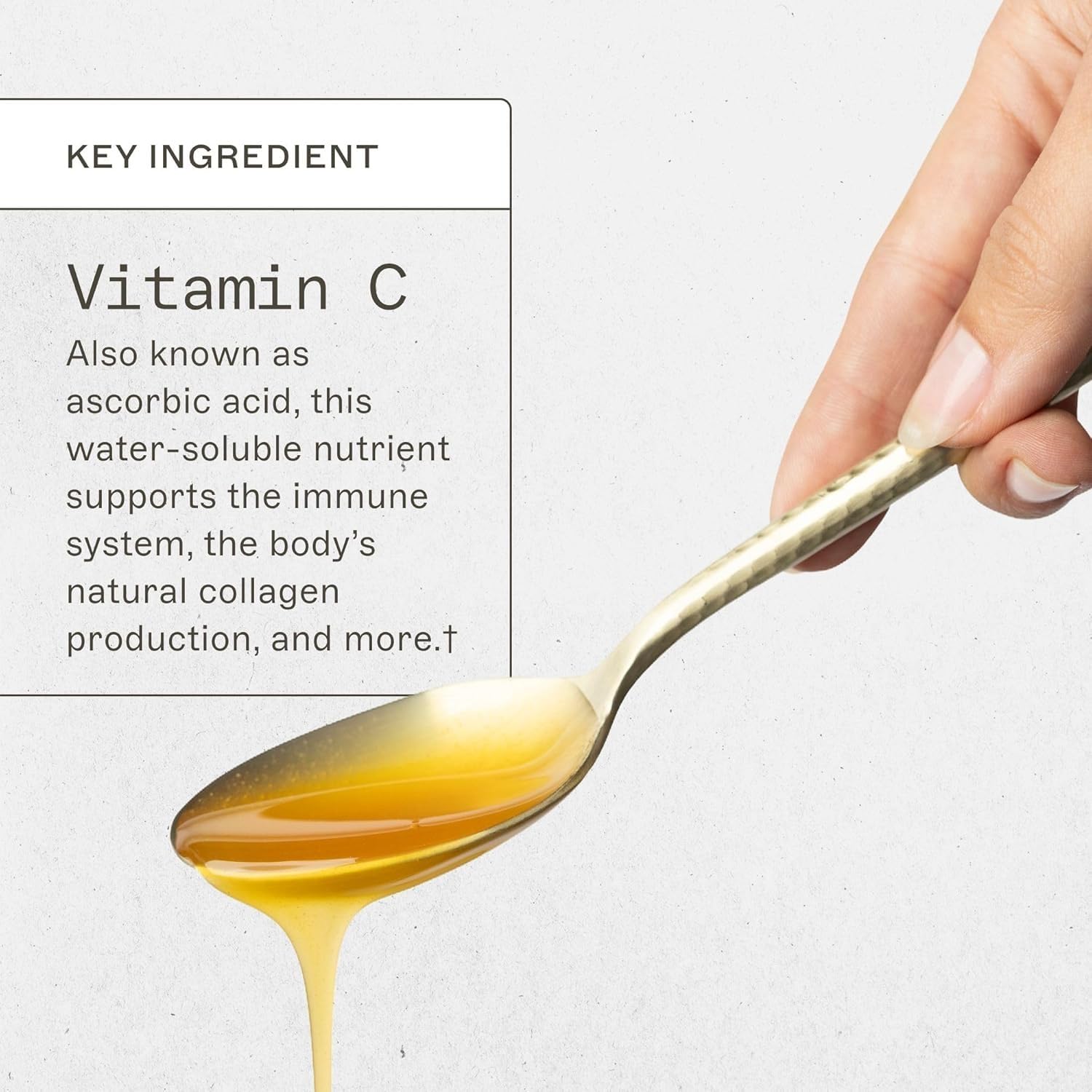 Close-up of Amy Myers MD liposomal vitamin C label highlighting non-GMO and gluten-free features.
