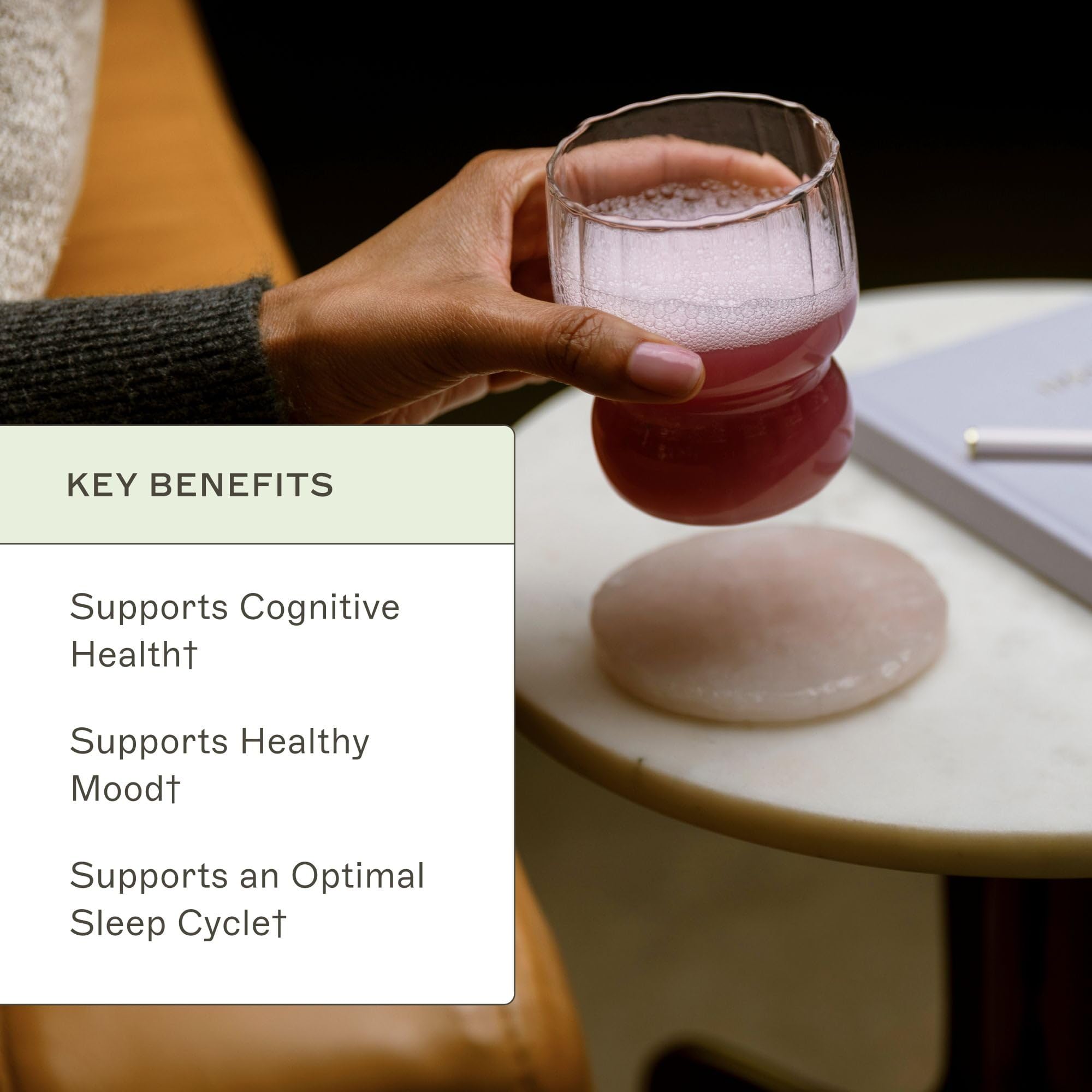 Close-up of NeuroCalm Mag label highlighting gluten-free and non-dairy features.