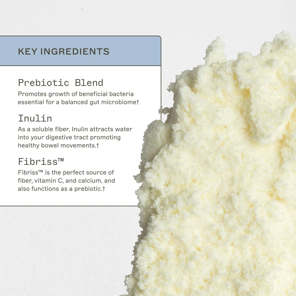 Amy Myers MD Prebiotic Fiber Powder gluten-free label highlights allergen-friendly, dairy-free nutrition.