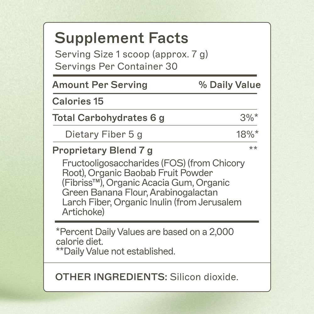 Amy Myers MD Prebiotic Fiber Powder scoop demonstrates convenient daily serving for easy use.
