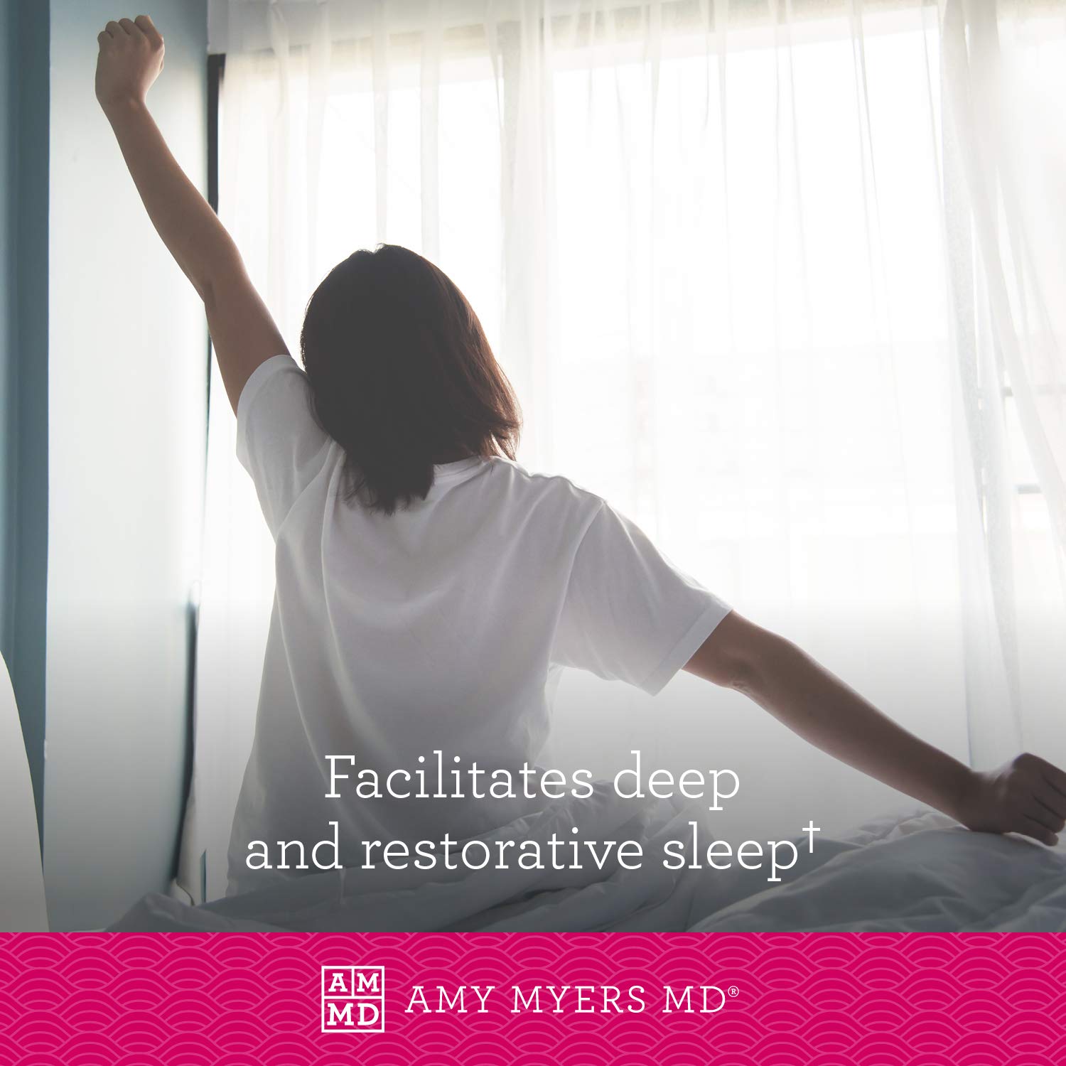 Amy Myers MD Rest and Restore bedside scene suggests easy bedtime integration.