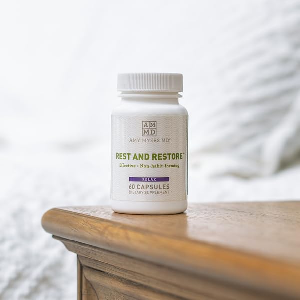 Amy Myers MD Rest and Restore gluten free label indicating dietary compatibility.