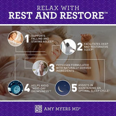 Amy Myers MD Rest and Restore ingredients highlight magnesium and L-theanine.