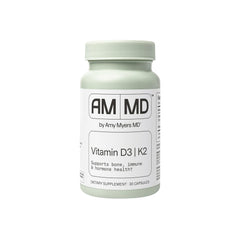 Amy Myers MD Vitamin D3/K2 bottle showing 10,000 IU for daily bone and immune support