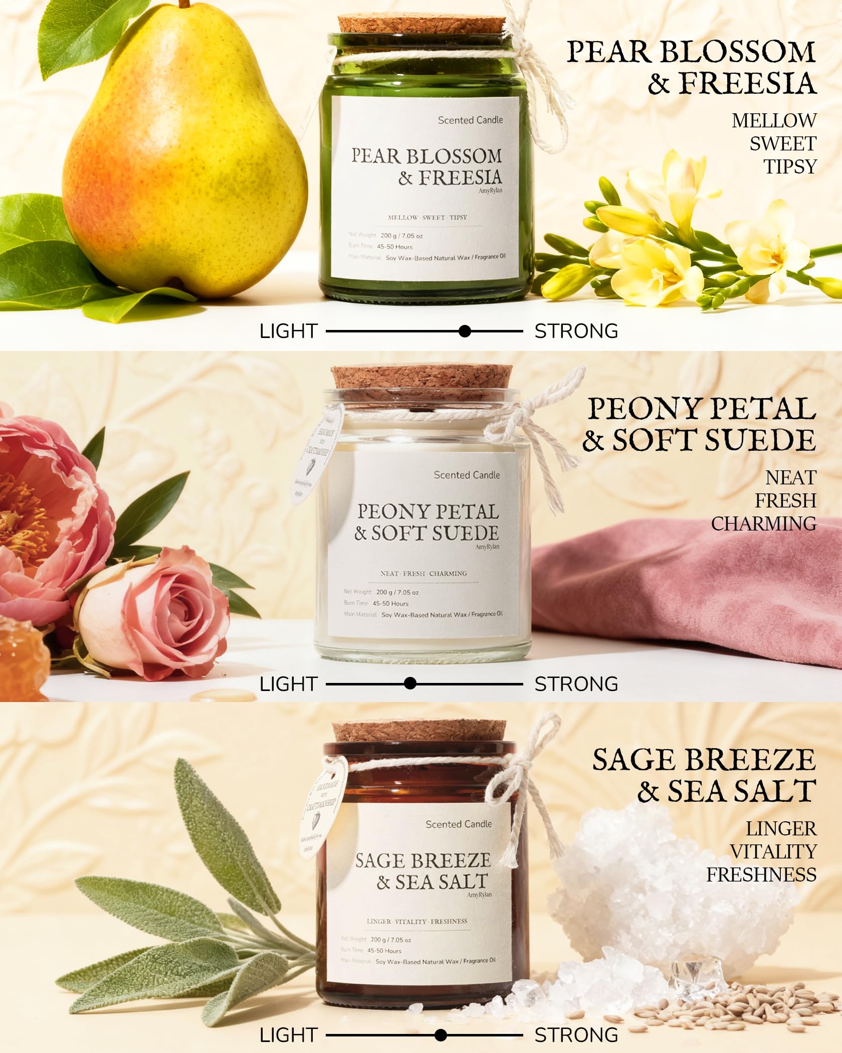 AMYRYLAN sage breeze and sea salt candle for refreshing room tone.