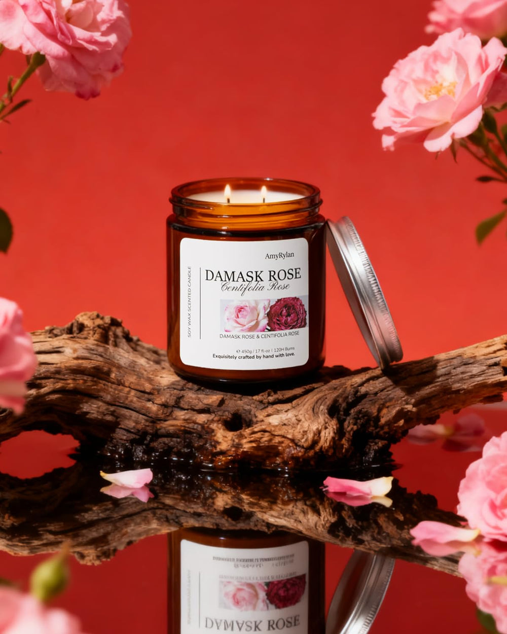 AMYRYLAN damask rose fragrance diffuses a floral, soothing mood.