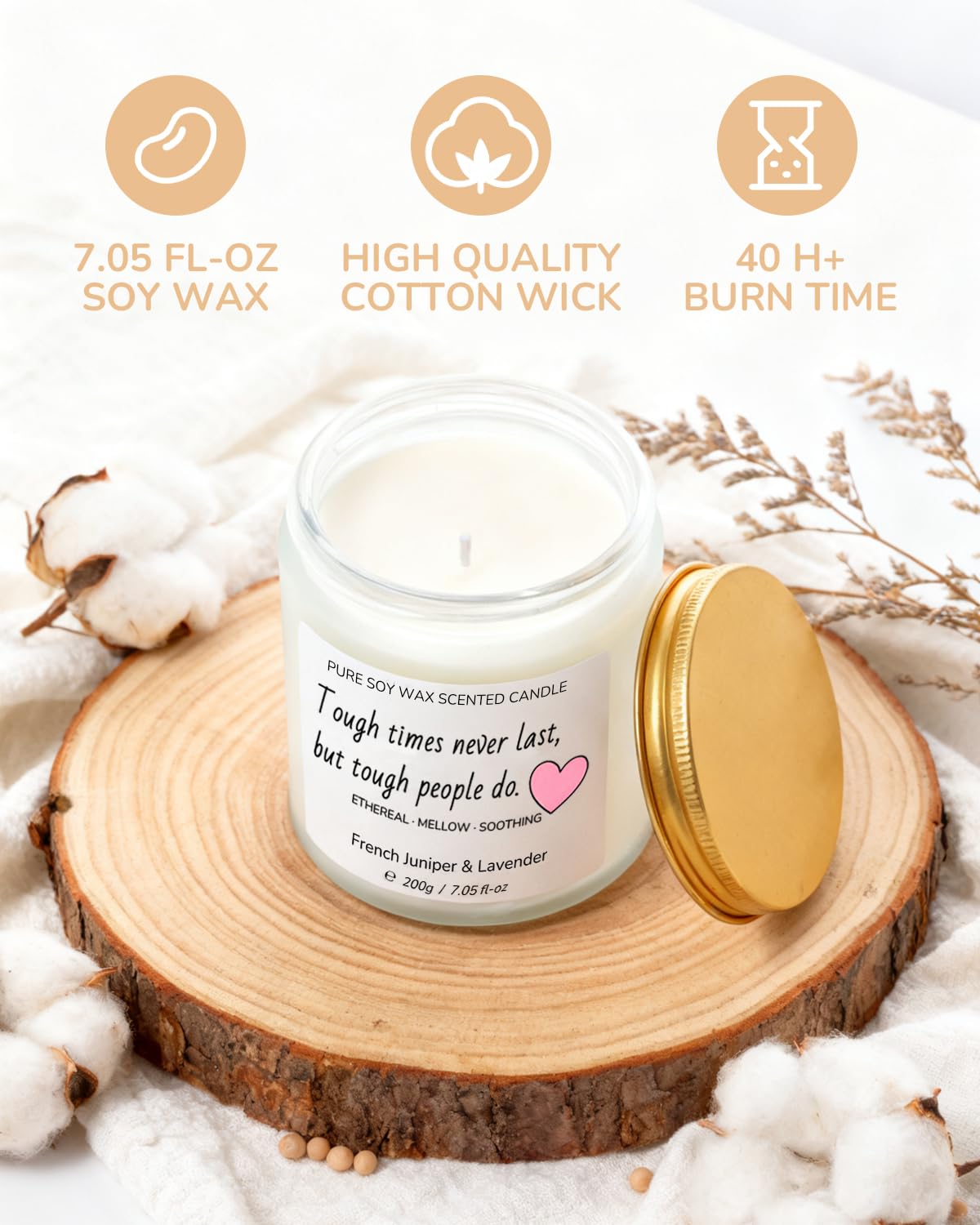 AmyRylan candle with glass jar and lid, showcasing clean burn