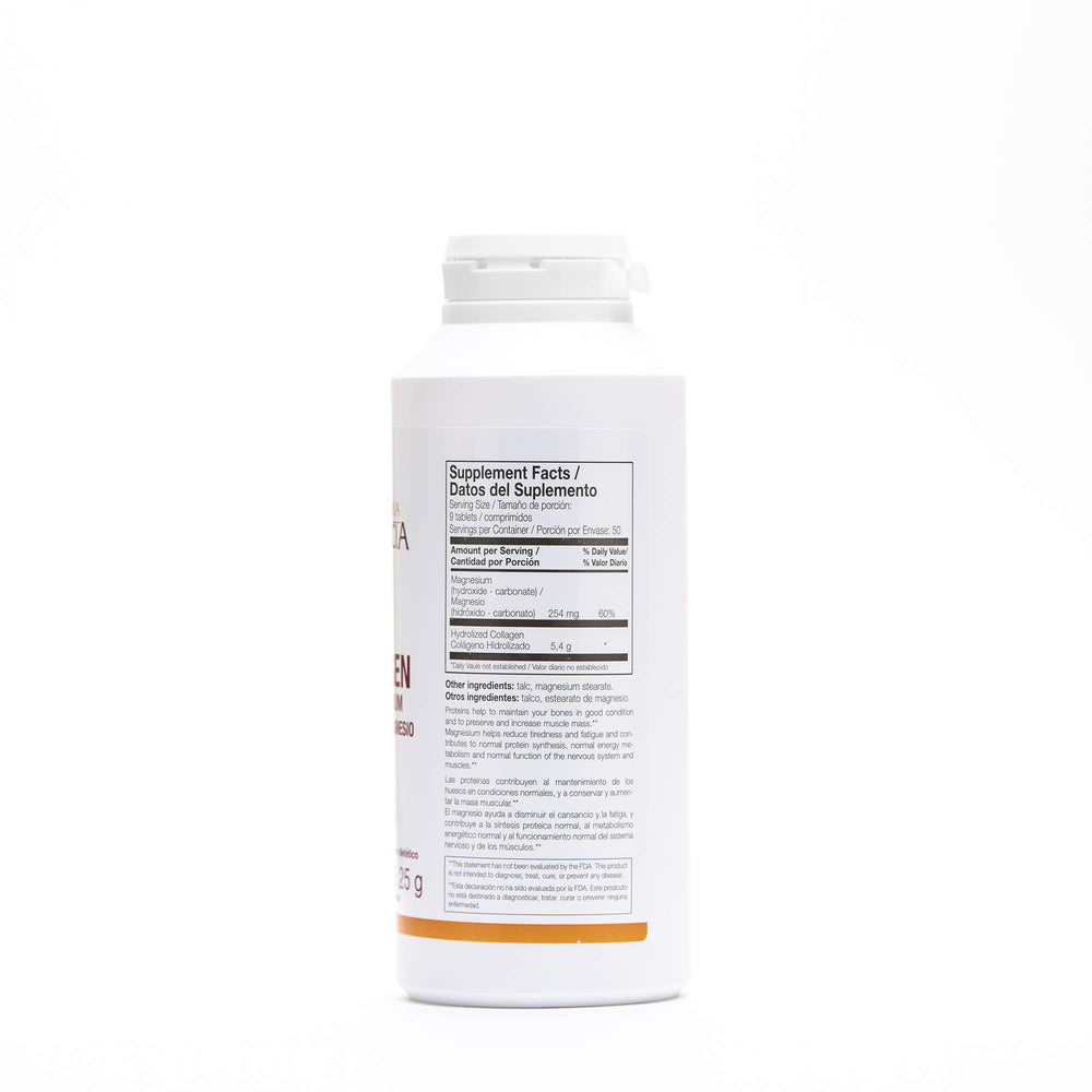Ana María Lajusticia collagen magnesium packaging highlights premium formula for skin and joint support