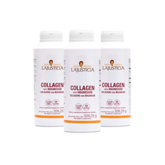 Ana María Lajusticia collagen pills bottle, targeted for skin and joint support.