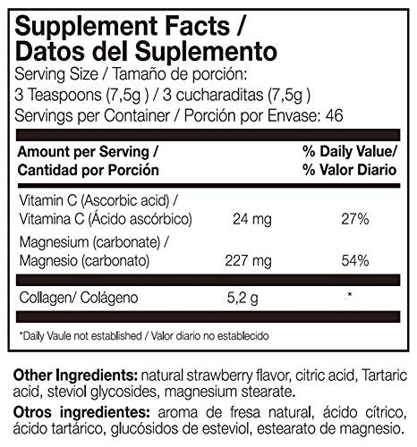Ana Maria Lajusticia Hydrolisate Collagen Powder scoop for daily use with strawberry flavor and easy absorption