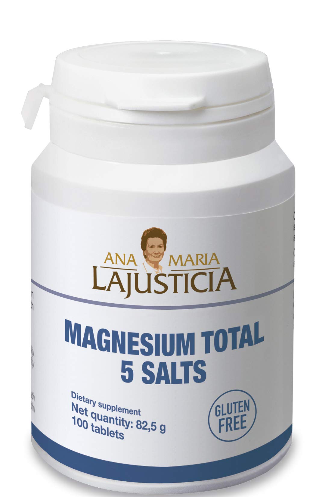Ana Maria Lajusticia Magnesium 5-in-1 bottle front highlighting high absorption for daily energy