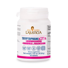 Ana María Lajusticia TRYPTOPHANE Plus Ashwagandha bottle promoting calm focus in daily life