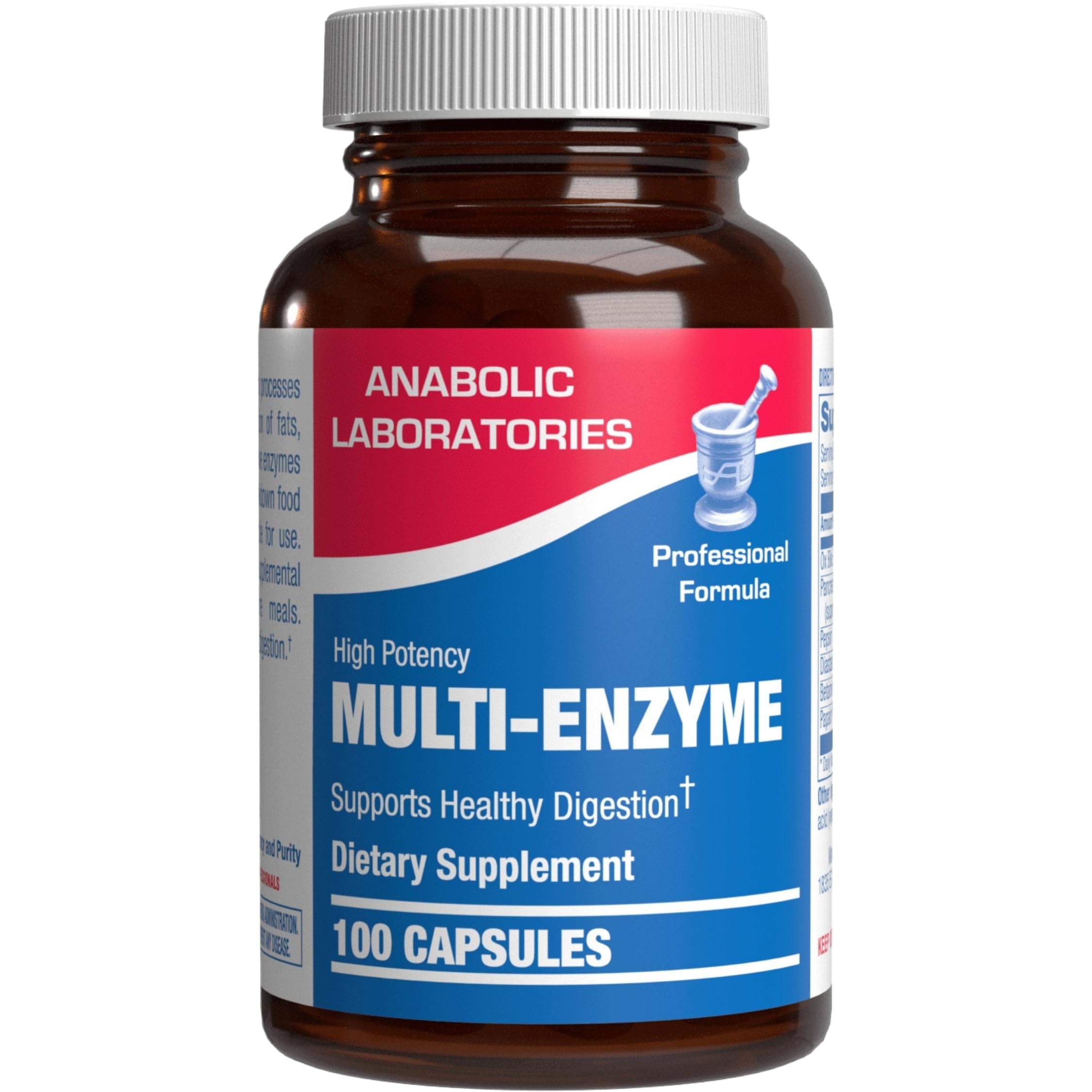 Anabolic Laboratories Multi Digestive Enzymes bottle front view supports protein and fat digestion