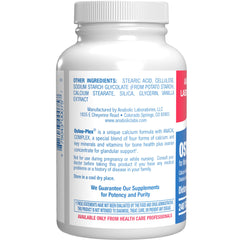 Osteo-Plex bottle back label outlines ingredients and directions for easy use.