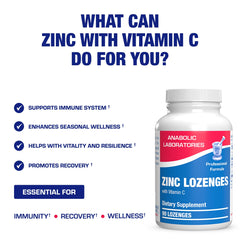Back packaging details for zinc lozenges including ingredients and cautions