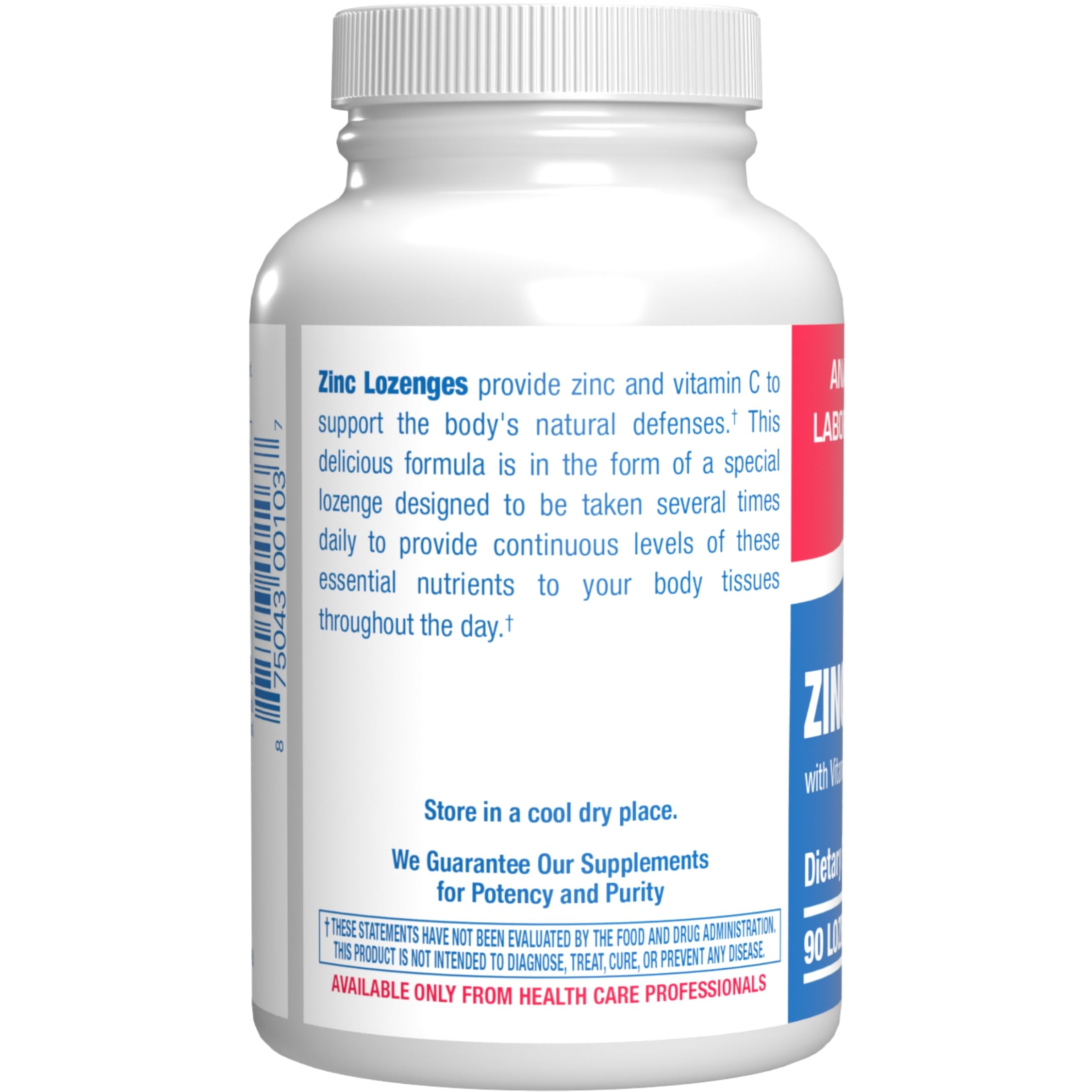 Front packaging of Anabolic Laboratories zinc lozenges with orange flavor