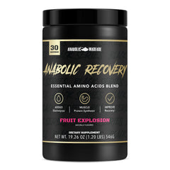 Anabolic Warfare Anabolic Recovery bottle pouring after exercise for post-workout refreshment
