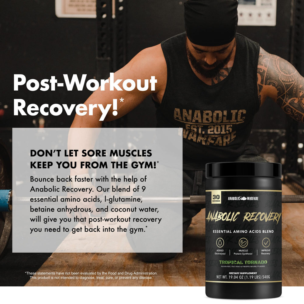 Anabolic Warfare Anabolic Recovery ingredients list emphasizing amino acids and coconut water