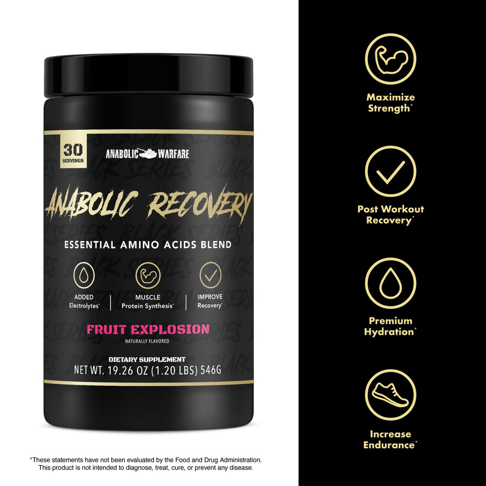 Anabolic Warfare Anabolic Recovery scoop dispensing a serving for daily use