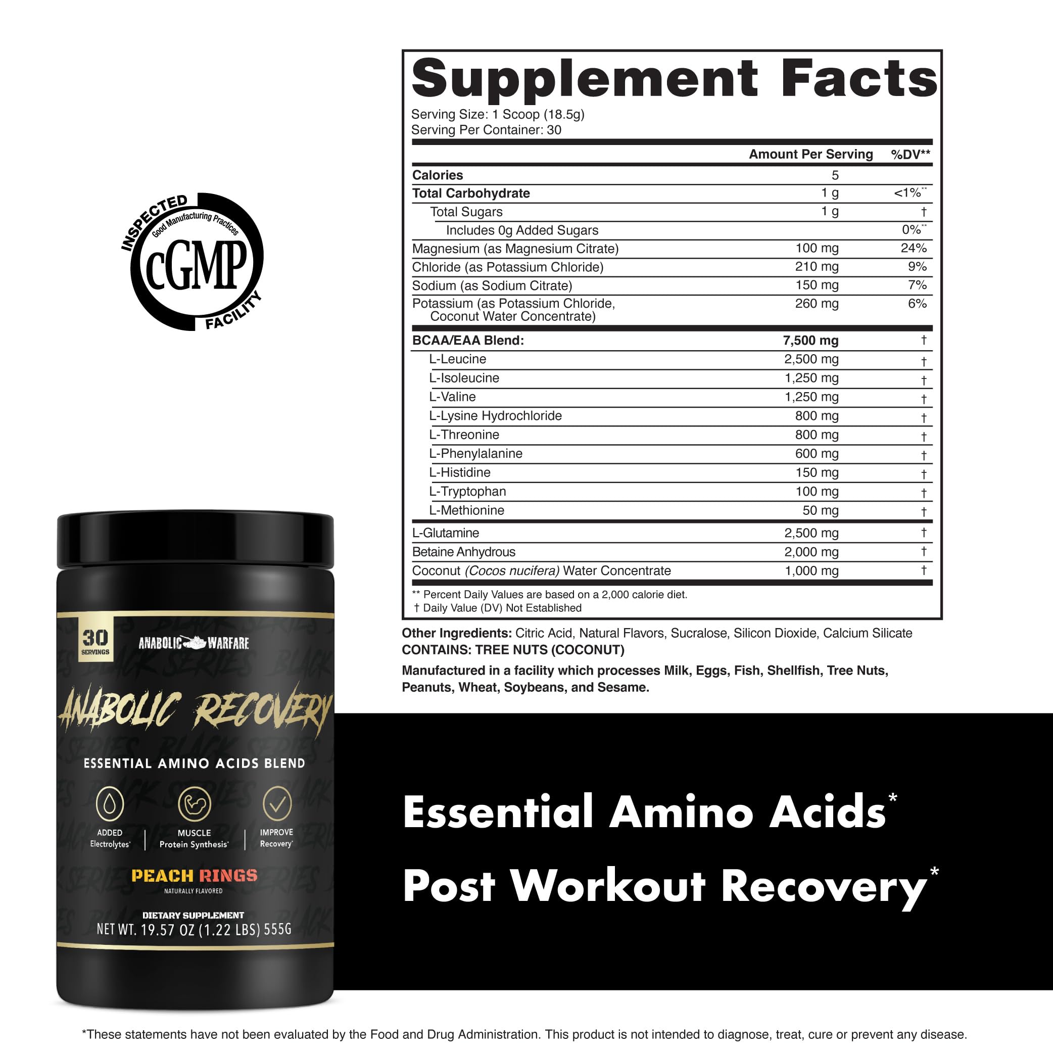 Anabolic Warfare Anabolic Recovery coconut water extract — hydration support after training.