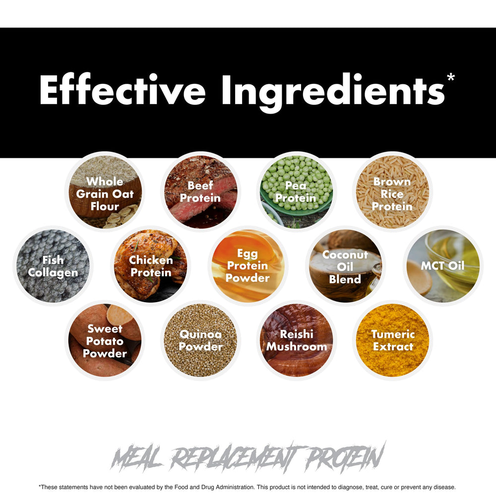 Anabolic Warfare Meal Replacement Chocolate serving image suggests a satisfying post-workout option.