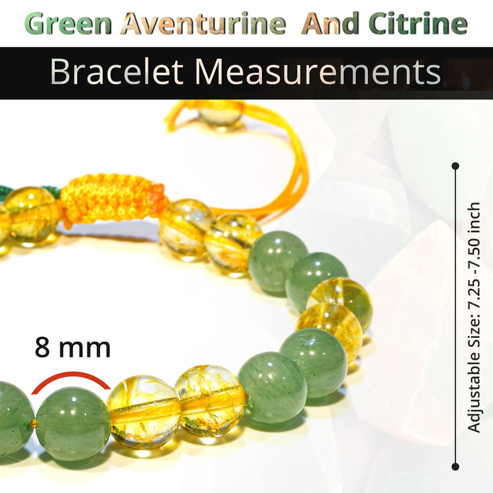 Beads detail of Citrine and Green Aventurine showing texture and variation