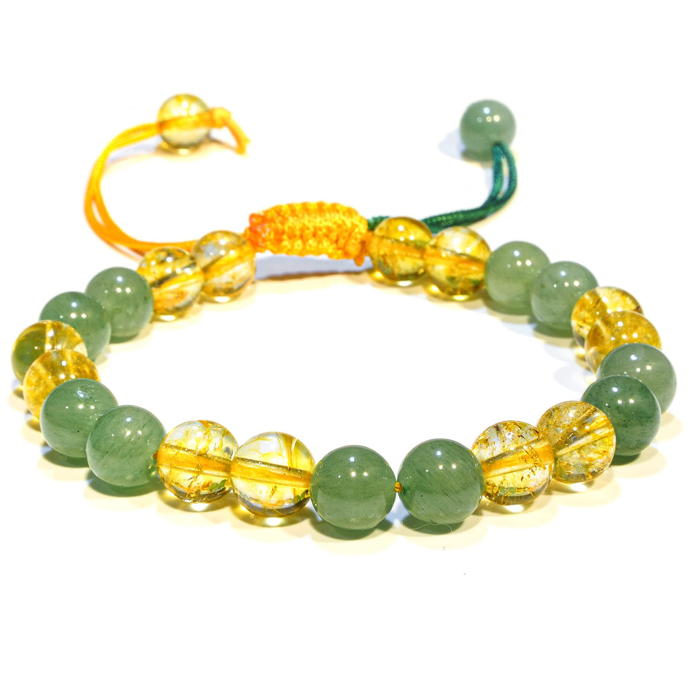 ANAYA AGATE Citrine and Green Aventurine bracelet closeup highlighting natural gemstones and color