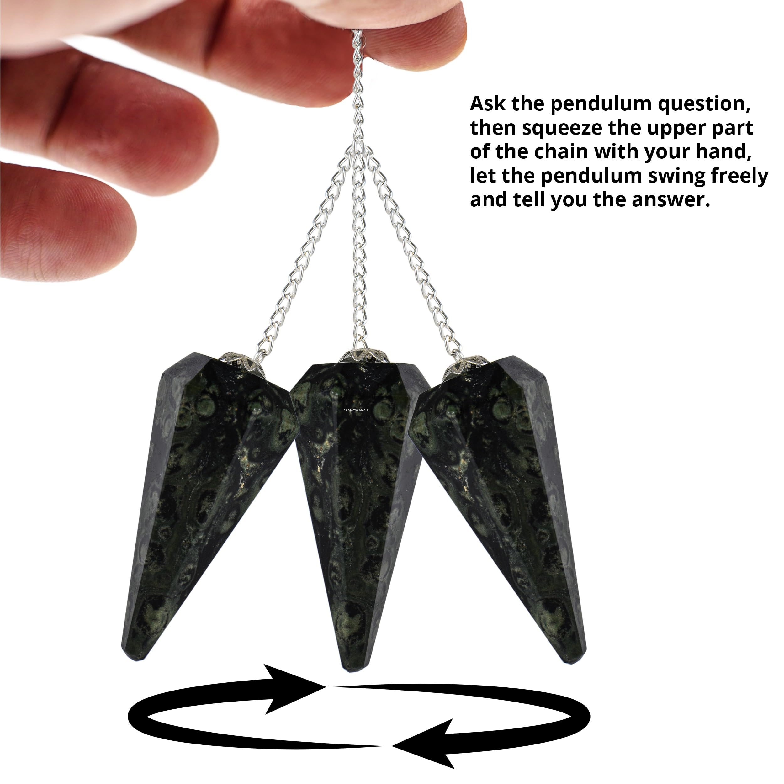 ANAYA AGATE kambaba jasper pendulum with chain ready for ritual use