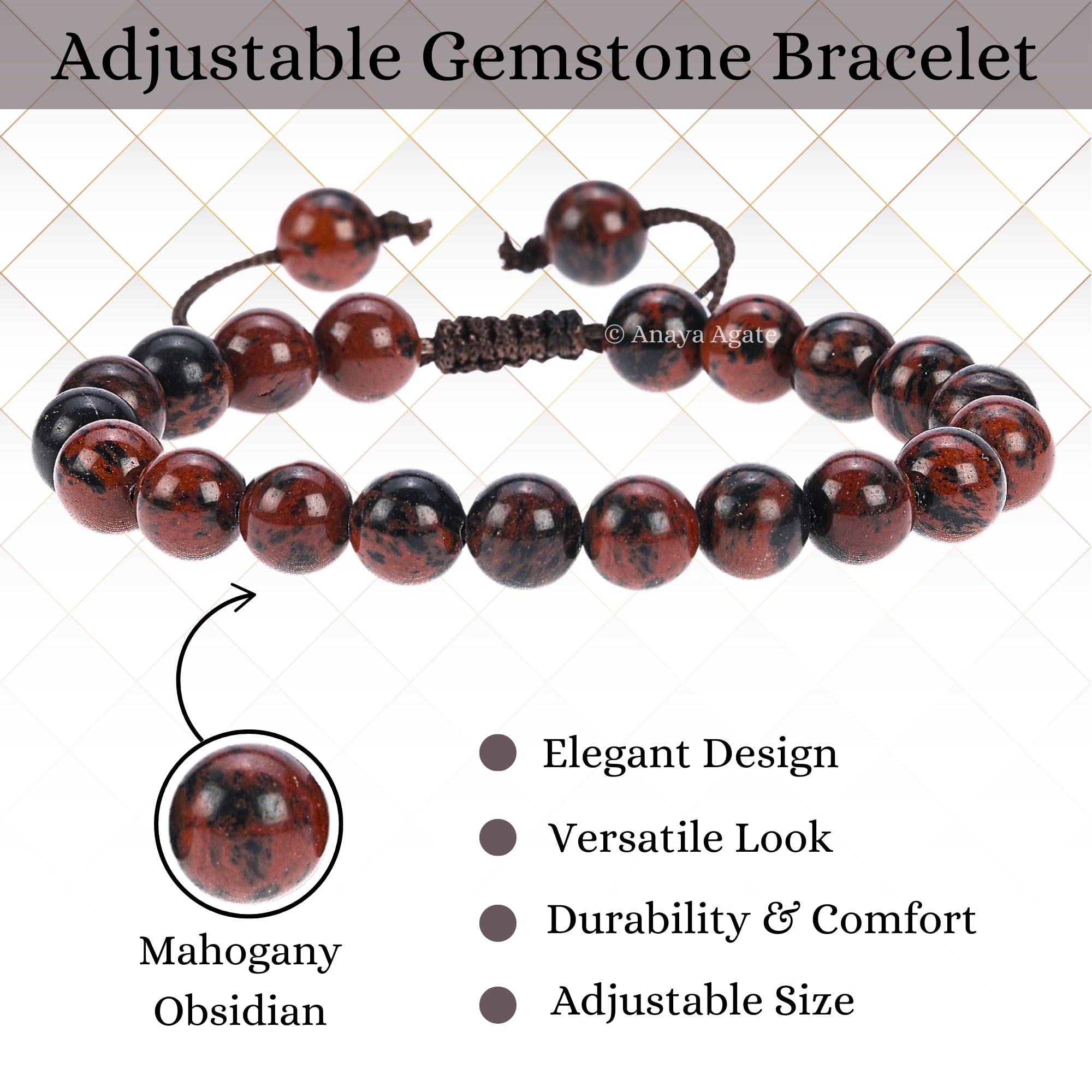 ANAYA AGATE Mahogany Obsidian bracelet packaging shown as gift-ready