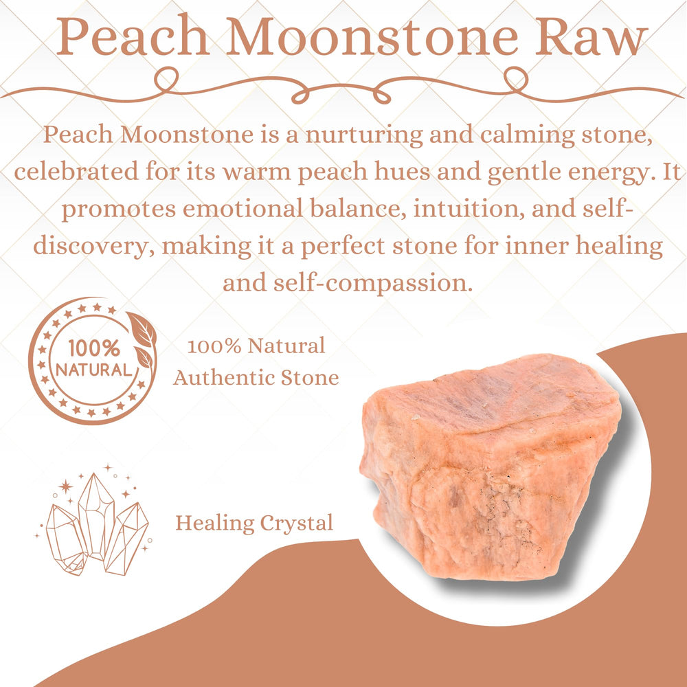ANAYA AGATE Peach Moonstone rough stone with authenticity card supports mindful crafting.