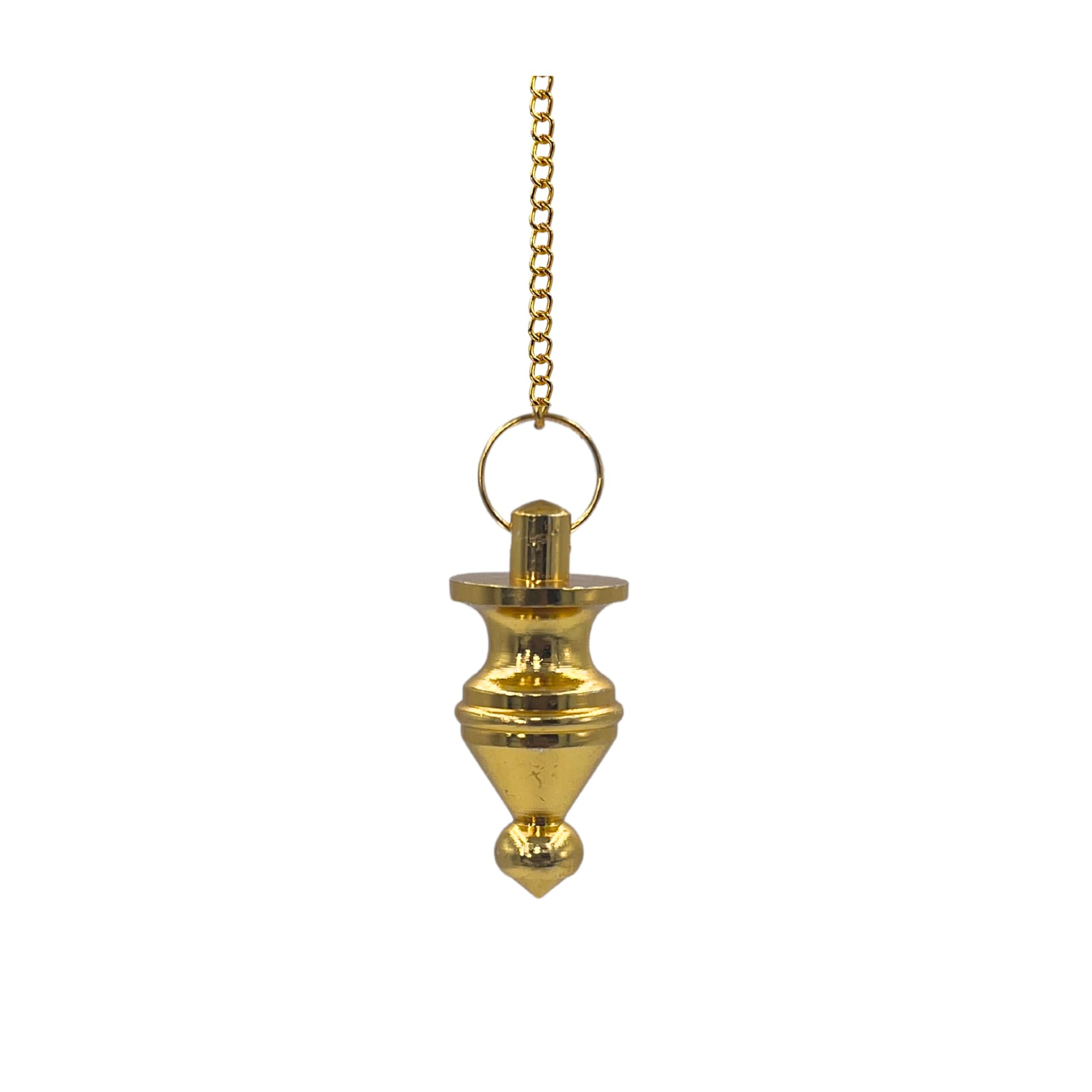ANAYA AGATE pendulum gold pointed cone with ring plate enhances precise dowsing readings.