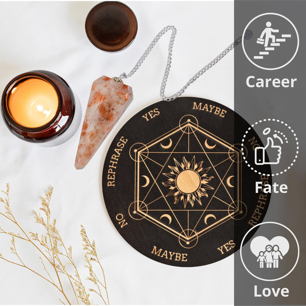ANAYA AGATE pendulum placed on a crystal grid for readings