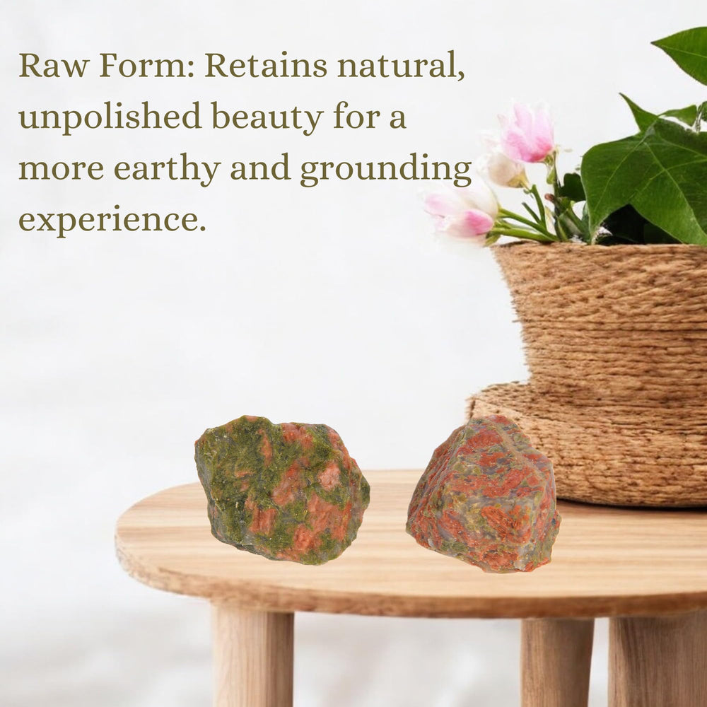 ANAYA AGATE Raw crystal decor with Unakite stone enhances meditation spaces