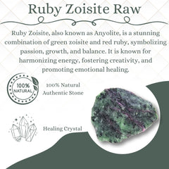 ANAYA AGATE Ruby Zoisite authenticity card closeup confirming genuine rough gemstone
