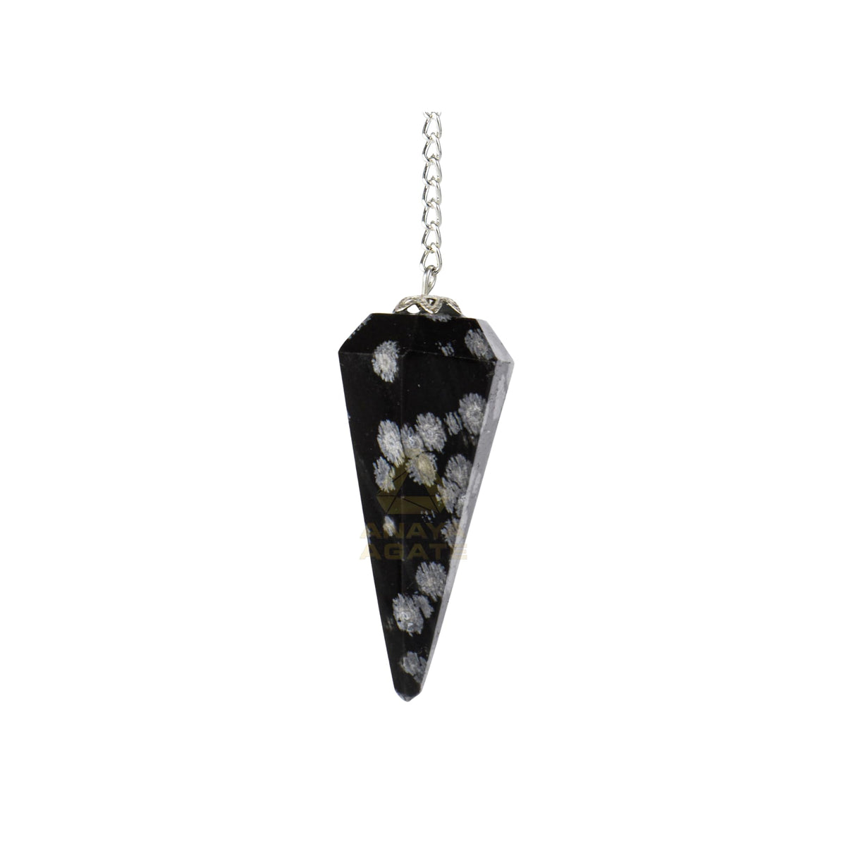 ANAYA AGATE Snowflake Obsidian pendulum hexagonal shape for divination practice.