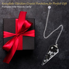 ANAYA AGATE Snowflake Obsidian pendulum with chain for portable ritual use.