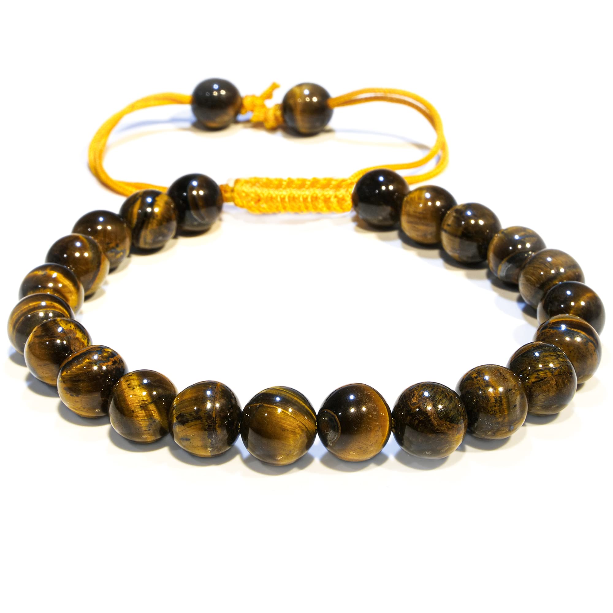 ANAYA AGATE Tiger Eye Bracelet bead closeup highlights stability and grounding energy