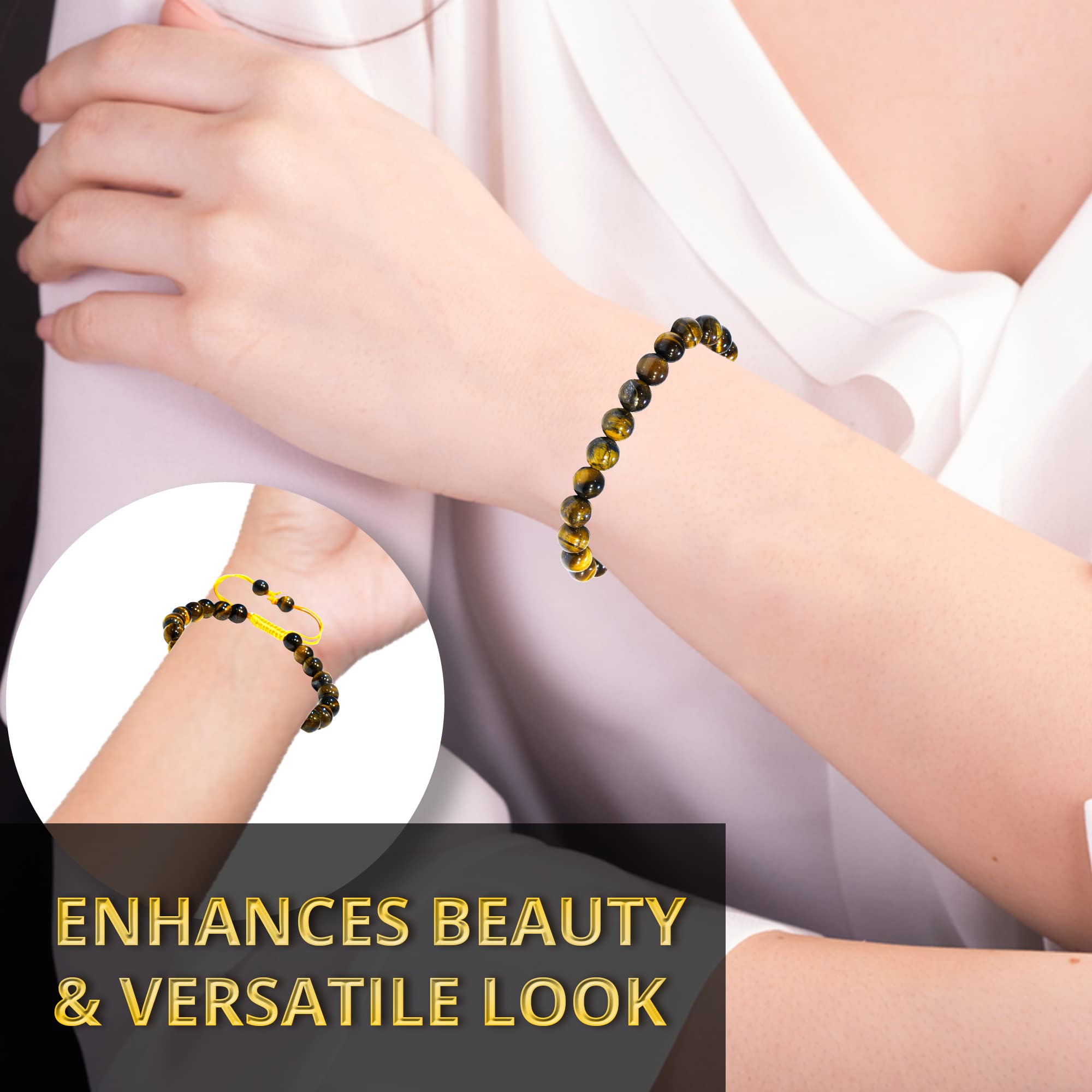 ANAYA AGATE Tiger Eye Bracelet worn with formal outfit for polished style
